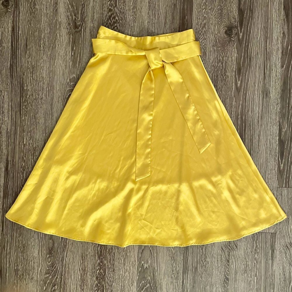 Byegreis yellow ribbon belted skirt